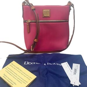 Dooney & Bourke Fuschia Crossbody Bag Letter Leather Soft Small Purse New